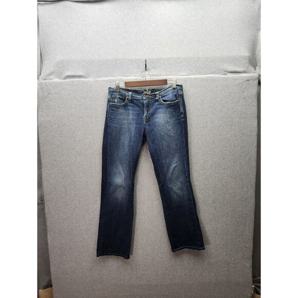 Lucky Brand Womens Ashford Classic Rider Jeans Size 12 Blue Mid-Rise Embroidered - Picture 1 of 7